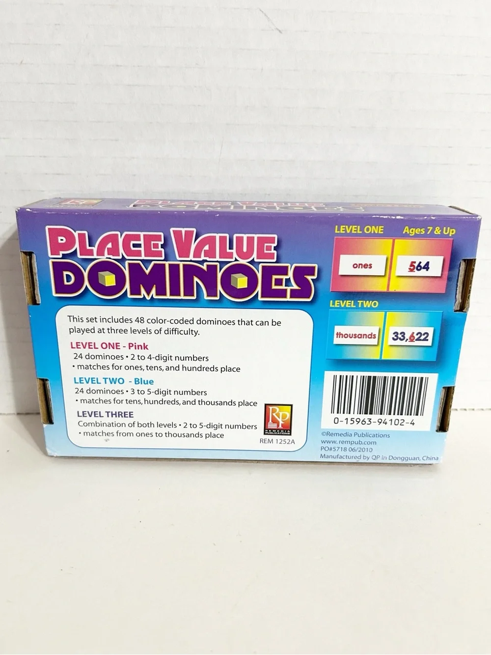 Remedia Publications Place Value Math Bundle Activities Book Flash Card Dominoes